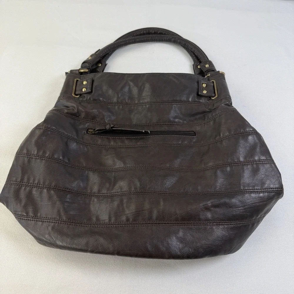 Brown Leather Hobo Bag Purse Large Handbag‎ Gold Hardware Boho Hippie Peasant